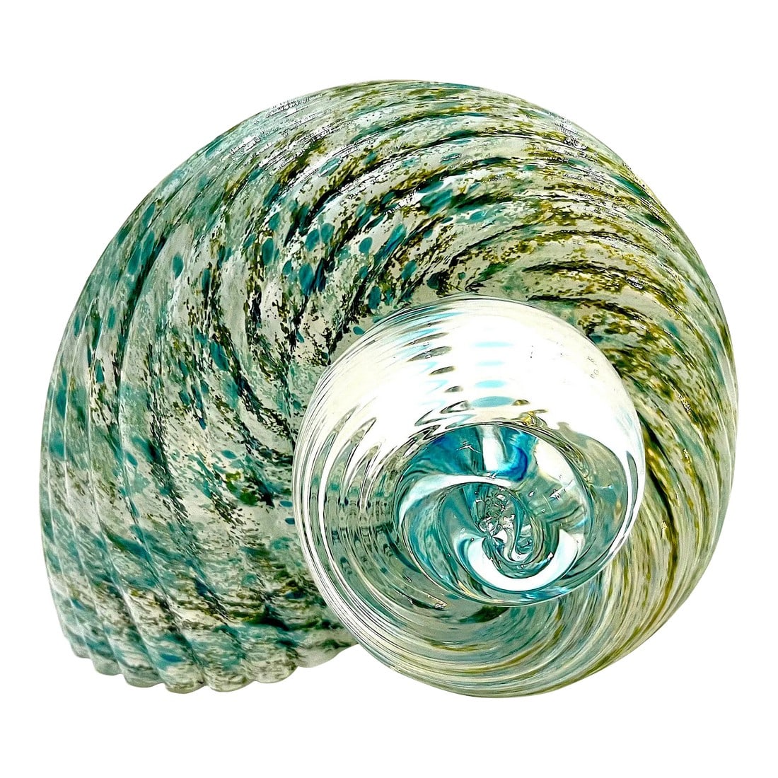 1980s Blown Glass Nautilus Shell Paperweight by Michelle Kaptur (1 of 8)