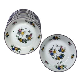 Limoges , France Floral Pattern Soup Bowls - Set of 9