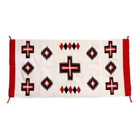 Vintage White Navajo Style Wall Hanging Rug
