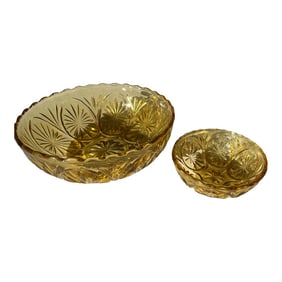 Vintage Amber Glass Bowls- Set of 2