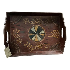 Early 20th Century Brick Red Decorative Tray From Pakistan