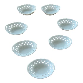 1970s Small Milk Glass Decorative Bowls- Set of 7