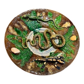 French Majolica Palissy Plate, Alfred Renoleau Late 19Th. C.