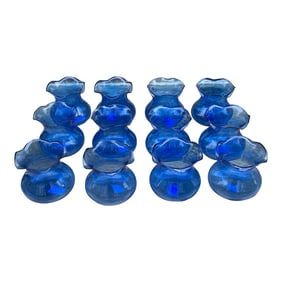 1970s Blue Decorative Cups- Set of 12