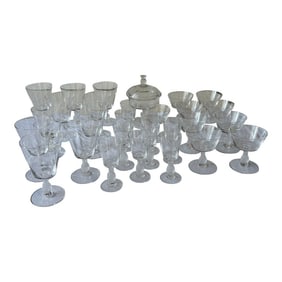 1970s Large Collection of Pineapple Crystal Cocktail Glasses - Set of 30