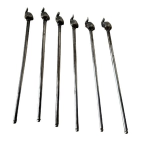 1970s Silver-Tone Metal Italian Elephant Cocktail Stirrers- Set of 6