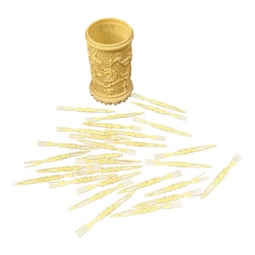 1970s Yellow Crab Appetizer Forks and Holder- 29 Pieces Total