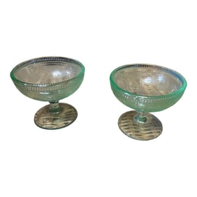 1970s Pair of Green Glass Cocktail Glasses