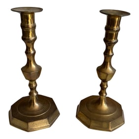 1970s Pair of Brass Candlestick Holders