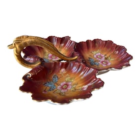 1970s Burnt Orange Ruffled Trio Ceramic Plate Catchall