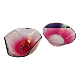 1970s Pink Glass Serving Bowls- Set of 2