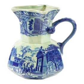 Vintage Victoria Ware Ironstone Pitcher With a Blue and White Design