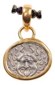 Antique Apollonia Pontika Drachm [Coin] Trimmed in 22k Gold