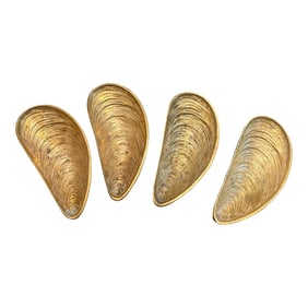 Collection of 4 Gold Seashell Catchalls, 1970s