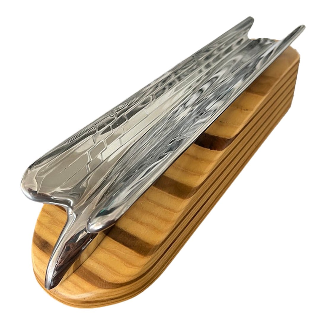 1946 Chrysler Chrome Hood Ornament Mounted on Scandavian Birch Wood (1 of 10)