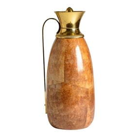 Italian Aldo Tura Lacquered Goatskin & Brass Thermos 1960s