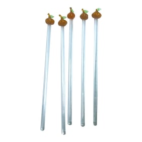 Vintage Glass Pumpkin Swizzle Sticks - a Set of 5