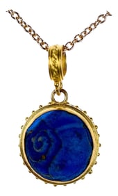 Antique Roman Blue Glass Charm Pendant