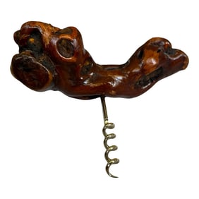 Vintage French Burled Grapevine Corkscrew Bottle Opener