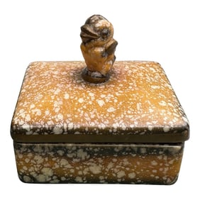 1970s Small Ceramic Box With Bird Top