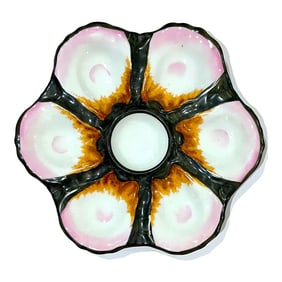 French Hand-Painted Porcelain Oyster Plate - Early 20th Century