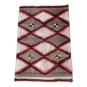 Antique 19th Century Navajo Germantown Eye Dazzler Woven Wool Textile