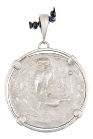 Antique Athena & Owl Tetradrachm Pendant