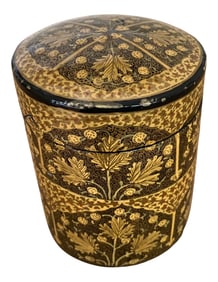 1980s Black and Gold Gilt Lacquer Box Smoking Set