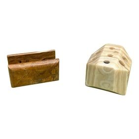 Mid-Century Marble Desk Accessories - 2 Piece Set