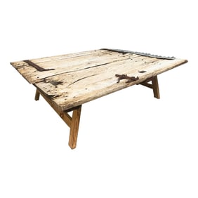 Rustic Coffee Table From French 18th C Barn Door