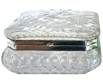 Antique 1890s Large Pairpoint American Brilliant Cut Glass Square Viscaria Box