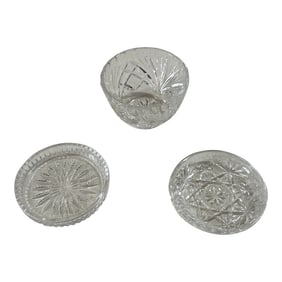 1970s Crystal Small Ring Dishes- Set of 3