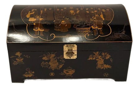 Large Asian Dome Top Lacquered Chest