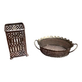 Pair of Small 1970s Metal Lace Catchalls