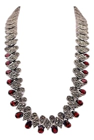 1930s Art Deco Red Pyrope Garnet Collar Necklace