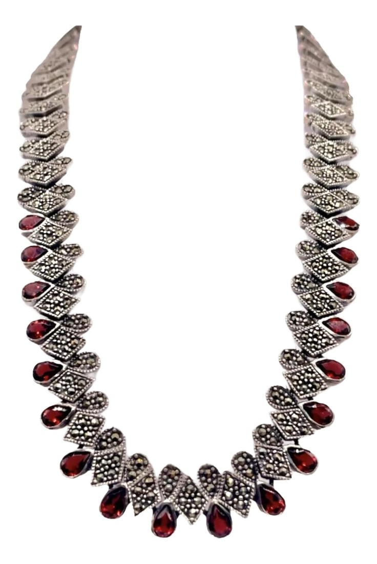 1930s Art Deco Red Pyrope Garnet Collar Necklace (1 of 7)