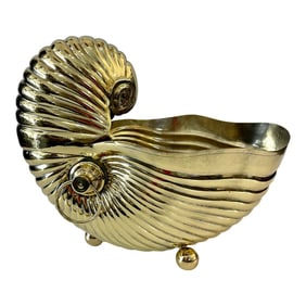 Italian Large Brass Nautilus Shell Bottle Cooler or Planter