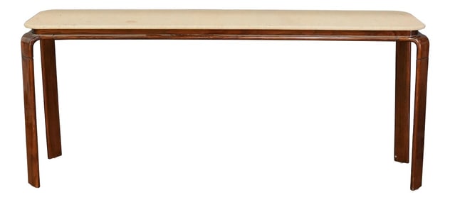 1970s Vintage Rattan Stained Wood Console Table