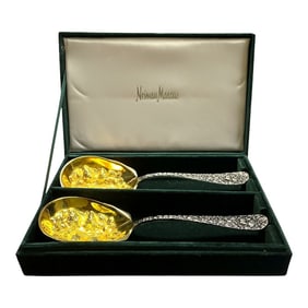 20th Century Pair of Godinger for Neiman Marcus Silver and Gold Plate Serving Spoons
