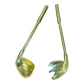 Vintage Brass Golf Club Salad Servers - A Pair