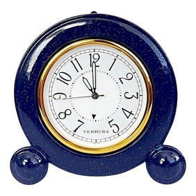 Vintage Verdura Midnight Blue and Gold Flecked Enamel Travel Clock, Swiss Made