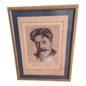 Arthur Nikisch Etching Signed by Artist John Phillips & Nikisch