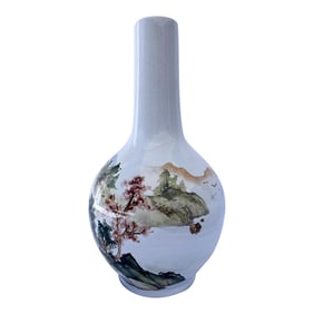 1960's Chinese Hand Painted Famille Rose Vase by Zhonghu Taoci Co C. 1960"™s