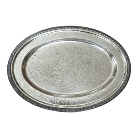 Vintage 1940s Hammered Hotel Silver Epns Oval Platter