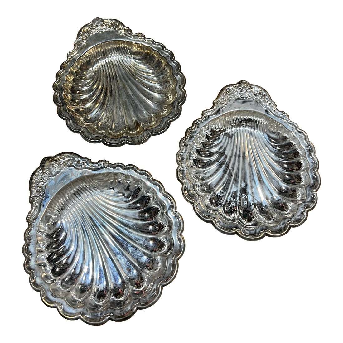 Trio of Small Silver Plated Shell Catchalls, 1970s (1 of 10)