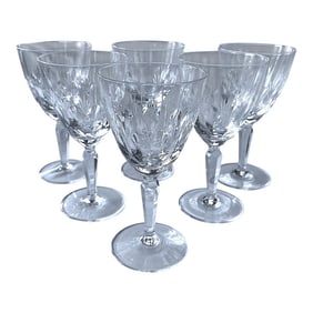 Set of 6 Hand-Cut Crystal Wine Glasses – 1950s