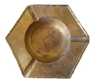 1970s Art Deco Brass Hexagon Ashtray