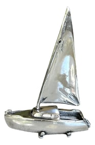 1980s Miniature Sterling Sailboat Sculpture – Handcrafted 925 Silver