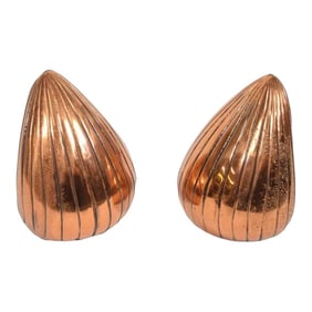 Mid 20th Century Ben Seibel "Clam" Bookends in a Copper Finish