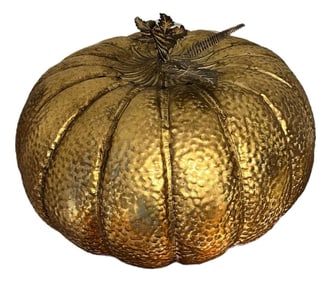 Vintage Handmade Hammered Brass Monumental Pumpkin